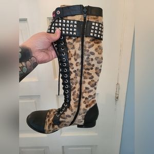 Abbey dawn leopard print boots